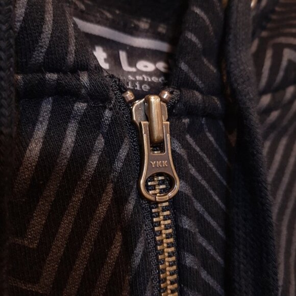 Foot Locker Zip Front Sweatshirt Jacket Hoodie Fleece Lined Athletic Black - Picture 7 of 14